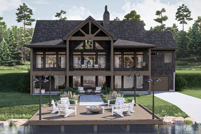 Dream House Plan - Exterior - Rear Elevation for Beach House Plan #455-457 - 2 bed, 2.5 bath