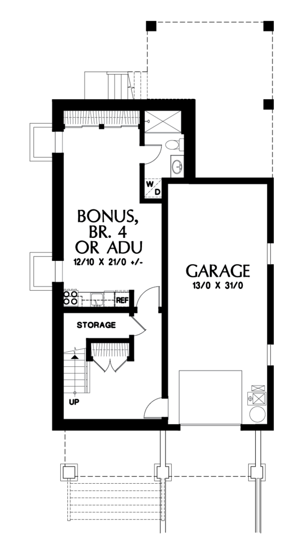 Craftsman Floor Plan - Lower Floor Plan #48-678