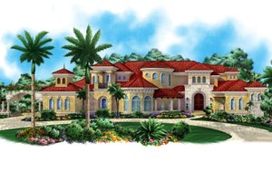 Mediterranean Exterior - Front Elevation Plan #27-479