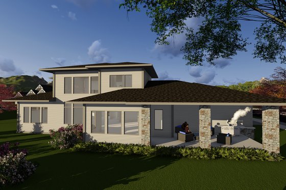 Exterior - Rear Elevation for Modern House Plan #70-1284 - 3 bed, 3.5 bath