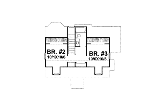Floor Plan - Upper Floor for Cottage House Plan #50-263 - 3 bed, 2 bath