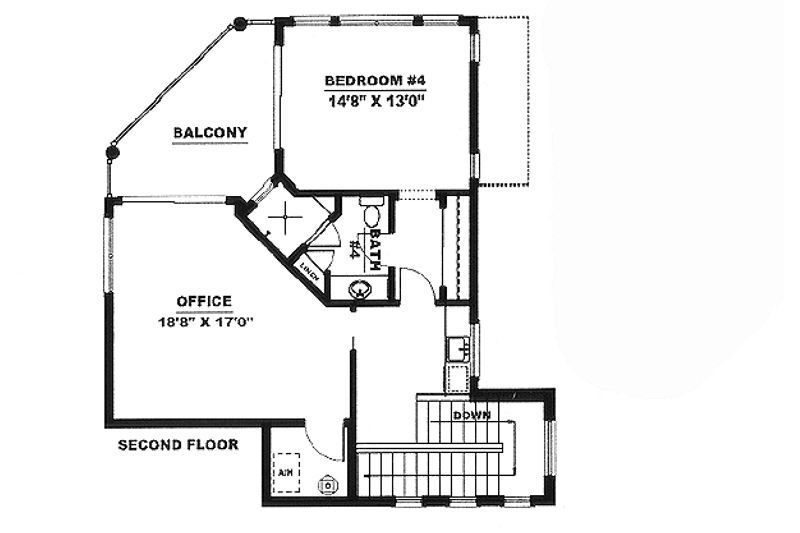 House Blueprint - Floor Plan - Upper Floor for Mediterranean House Plan #27-204 - 4 bed, 4.5 bath
