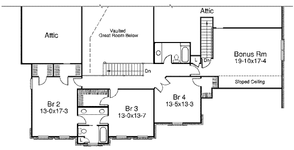 Colonial Floor Plan - Upper Floor Plan #57-358