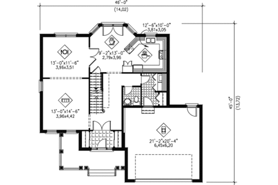 Floor Plan - Main Floor for European House Plan #25-4180 - 4 bed, 3.5 bath