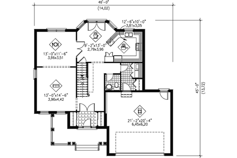 Dream House Plan - Floor Plan - Main Floor for European House Plan #25-4180 - 4 bed, 3.5 bath