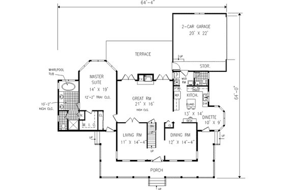 Country style house plan, farmhouse main level floor plan