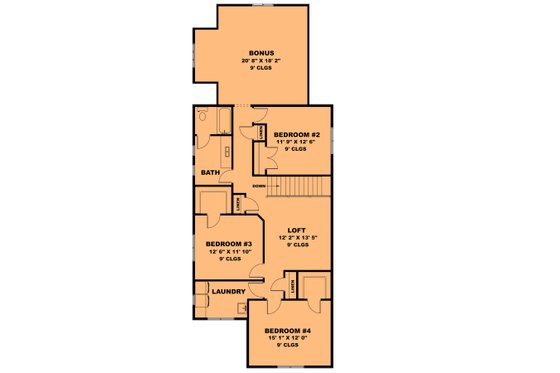 Floor Plan - Upper Floor for Farmhouse House Plan #1111-35 - 4 bed, 2.5 bath