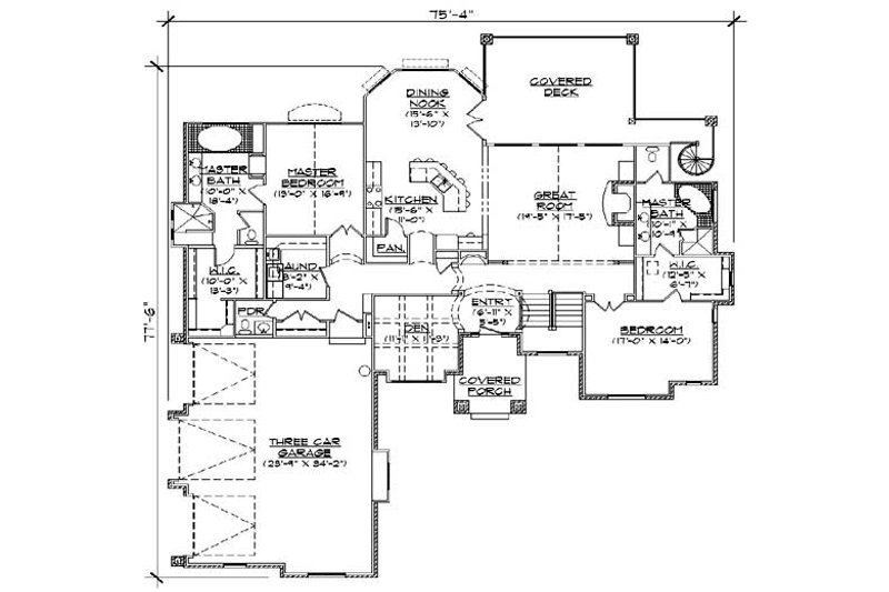 Home Plan - Floor Plan - Main Floor for Traditional House Plan #5-302 - 4 bed, 4.5 bath