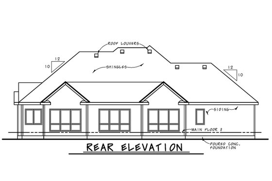 Exterior - Rear Elevation for European House Plan #20-2264 - 3 bed, 3.5 bath