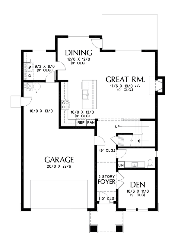 House Blueprint - Contemporary Floor Plan - Main Floor Plan #48-990