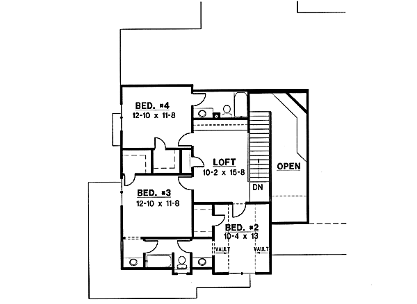 Traditional Floor Plan - Upper Floor Plan #67-207