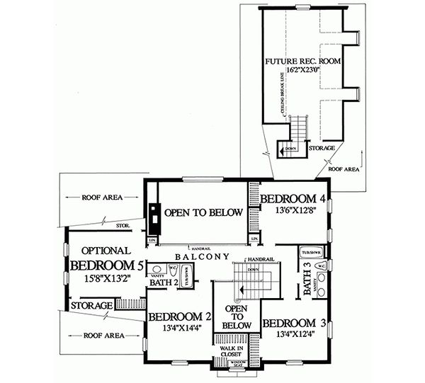 Colonial Floor Plan - Upper Floor Plan #137-108