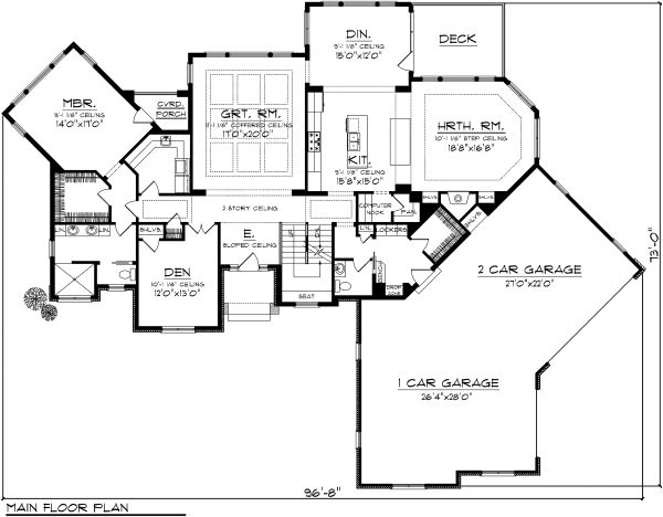 Craftsman Floor Plan - Main Floor Plan #70-1130