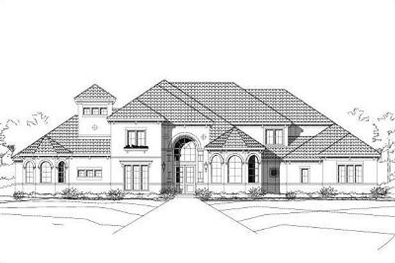Exterior - Front Elevation for European House Plan #411-343 - 4 bed, 5.5 bath
