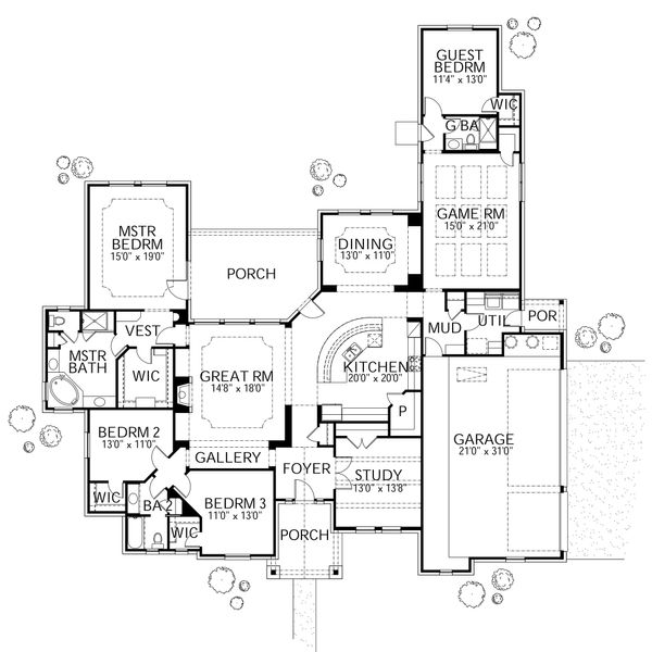 Architectural House Design - Contemporary Floor Plan - Main Floor Plan #80-186