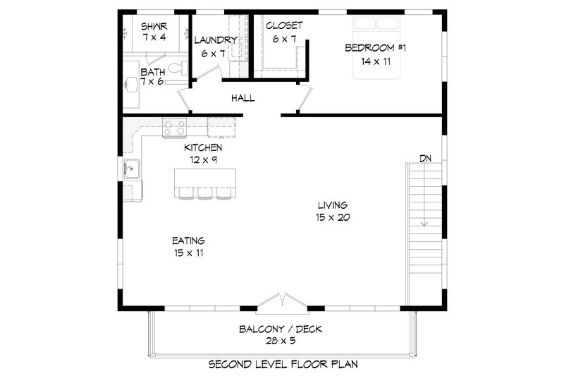 House Blueprint - Floor Plan - Upper Floor for Contemporary House Plan #932-591 - 1 bed, 1.5 bath