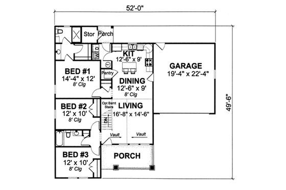 Floor Plan - Main Floor 1 for Cottage House Plan #513-2044 - 3 bed, 2 bath