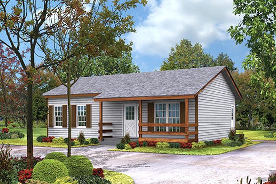 Exterior - Front Elevation 3 for Cottage House Plan #57-220 - 2 bed, 1 bath