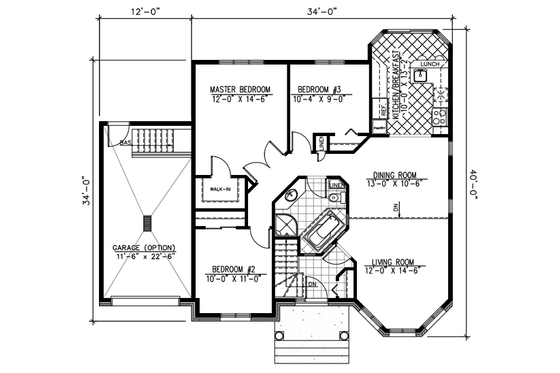 Floor Plan - Main Floor for Traditional House Plan #138-210 - 3 bed, 1 bath