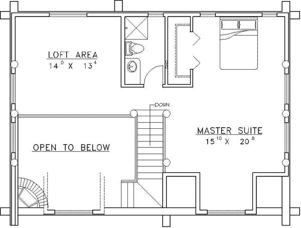 Architectural House Design - Log Floor Plan - Upper Floor Plan #117-122