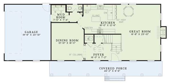 House Blueprint - Southern Floor Plan - Main Floor Plan #17-258