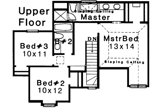 Floor Plan - Upper Floor for Traditional House Plan #310-118 - 3 bed, 2.5 bath