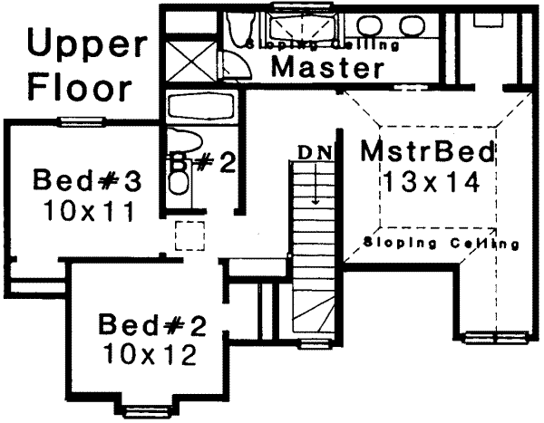 Traditional Floor Plan - Upper Floor Plan #310-118
