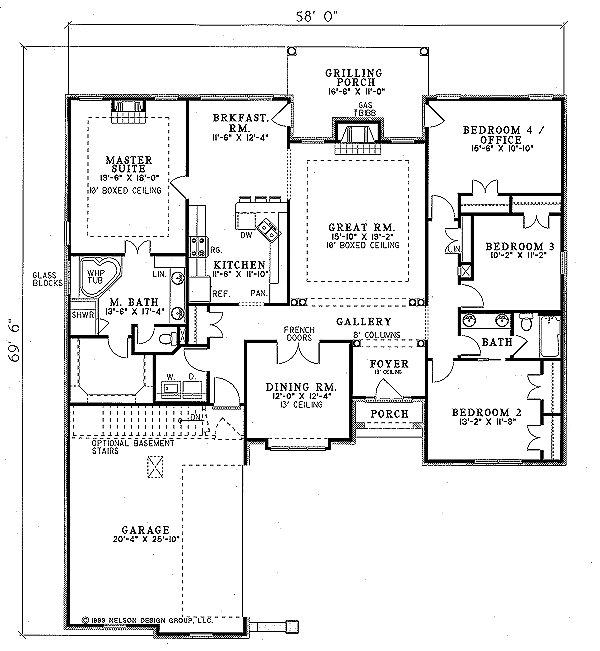 Traditional Style House Plan - 4 Beds 2 Baths 2189 Sq/Ft Plan #17-155 ...