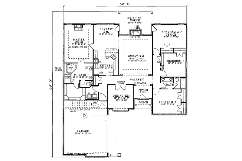 Home Plan - Floor Plan - Main Floor for Traditional House Plan #17-155 - 4 bed, 2 bath