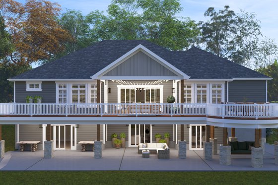 Exterior - Rear Elevation 1 for Craftsman House Plan #1060-265 - 3 bed, 2.5 bath