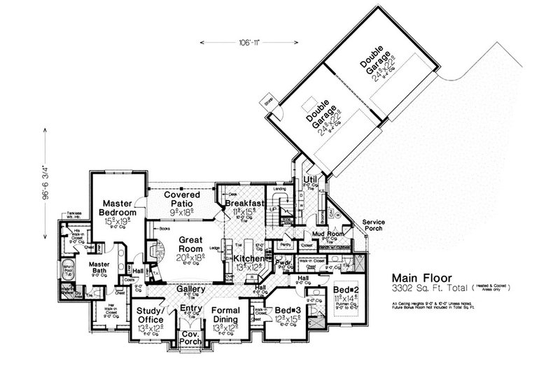 Home Plan - Floor Plan - Main Floor for European House Plan #310-1298 - 3 bed, 3.5 bath