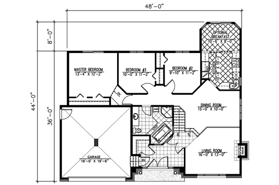 Floor Plan - Main Floor for European House Plan #138-204 - 3 bed, 1 bath
