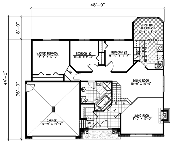 Floor Plan - Main Floor for European House Plan #138-204 - 3 bed, 1 bath