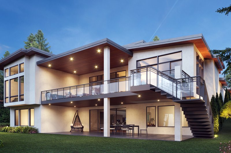 Dream House Plan - Exterior - Rear Elevation 1 for Contemporary House Plan #1066-267 - 4 bed, 4.5 bath