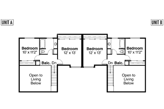 Floor Plan - Upper Floor House Plan #124-677 - 2 bed, 1.5 bath