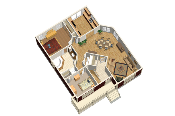 Floor Plan - Main Floor 1 for Cottage House Plan #25-4735 - 2 bed, 1 bath