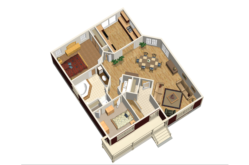 Architectural House Design - Floor Plan - Main Floor 1 for Cottage House Plan #25-4735 - 2 bed, 1 bath