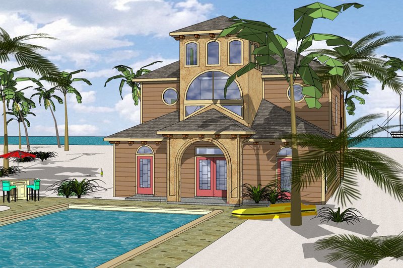 Beach Style House Plan - 3 Beds 2.5 Baths 1936 Sq/Ft Plan #8-310