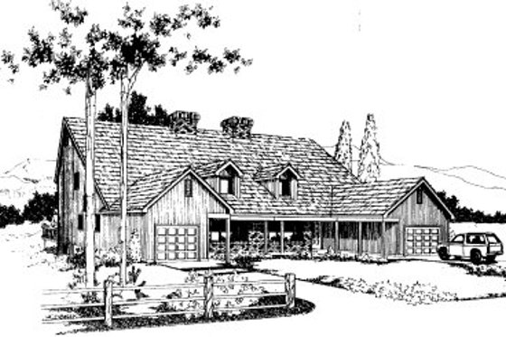 Exterior - Front Elevation for Country House Plan #303-205 - 2 bed, 1.5 bath