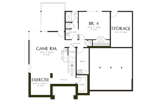 Floor Plan - Lower Floor for Modern House Plan #48-247 - 4 bed, 3.5 bath