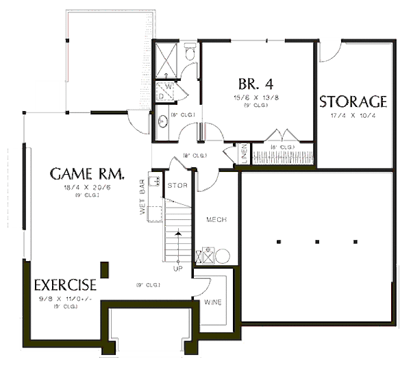 House Design - Modern Floor Plan - Lower Floor Plan #48-247