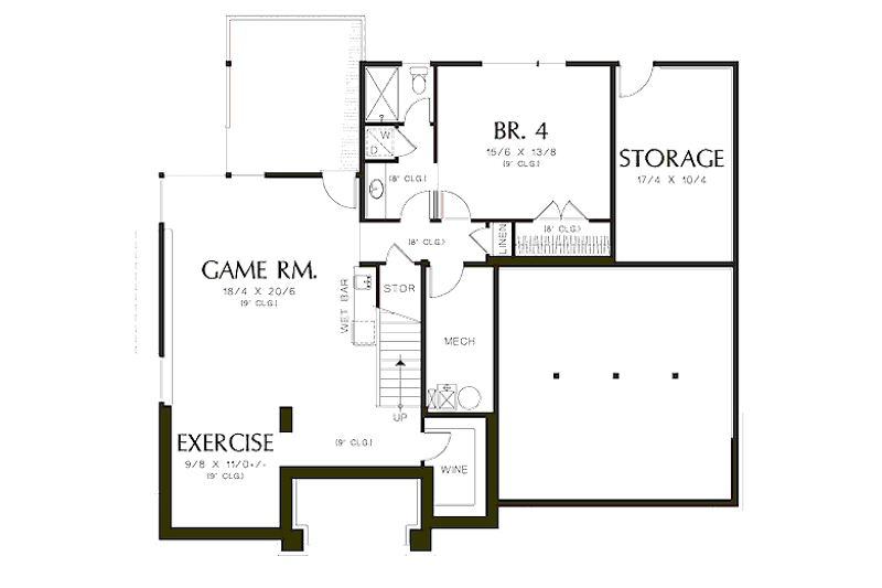 Architectural House Design - Floor Plan - Lower Floor for Modern House Plan #48-247 - 4 bed, 3.5 bath