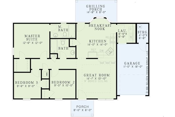 Floor Plan - Main Floor for Southern House Plan #17-2082 - 3 bed, 2 bath