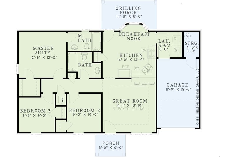 Architectural House Design - Floor Plan - Main Floor for Southern House Plan #17-2082 - 3 bed, 2 bath