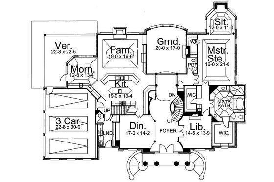 Floor Plan - Main Floor for Classical House Plan #119-246 - 4 bed, 3.5 bath