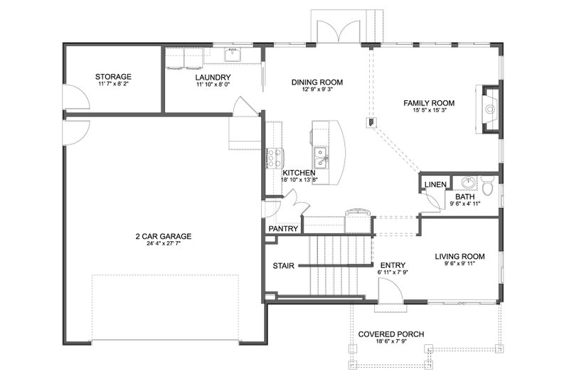 House Blueprint - Floor Plan - Main Floor for Traditional House Plan #1060-472 - 3 bed, 2.5 bath