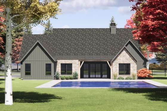 Exterior - Rear Elevation for Farmhouse House Plan #1096-141 - 4 bed, 3 bath