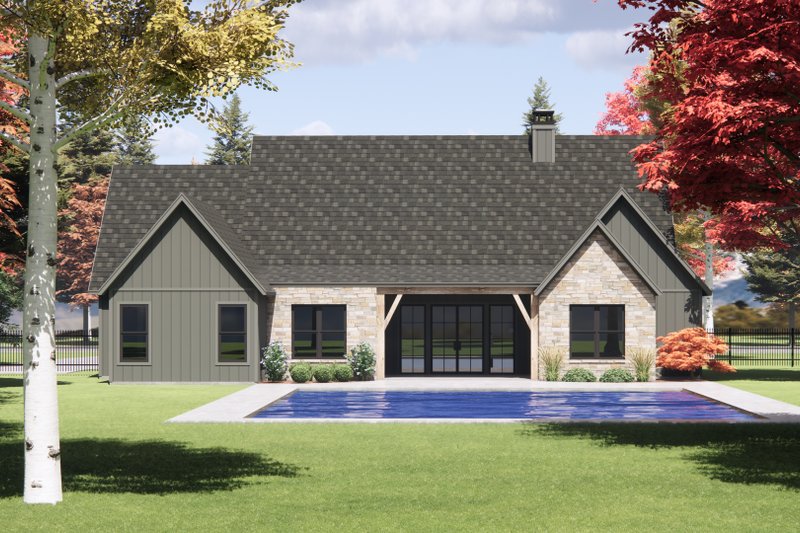 House Design - Exterior - Rear Elevation for Farmhouse House Plan #1096-141 - 4 bed, 3 bath