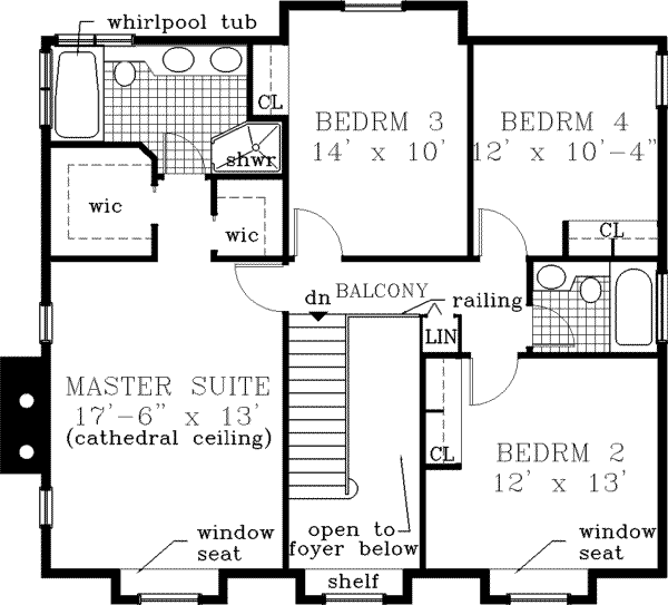 Country Floor Plan - Upper Floor Plan #3-179