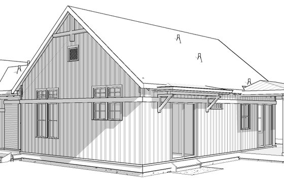 Exterior - Rear Elevation for Farmhouse House Plan #895-166 - 2 bed, 2 bath